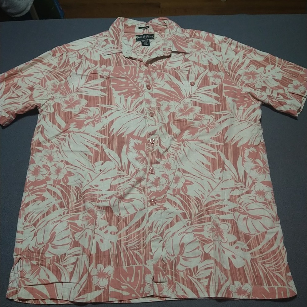 Weekender Hawaiian Shirt Men XL Pink‎ Floral Tropical Island Luau Edition